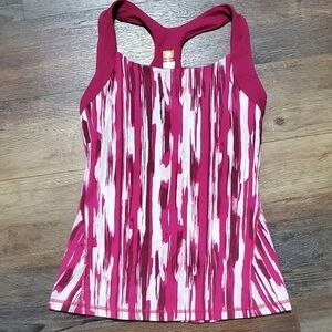 Lucy White and Pink Graphic Racerback Tank Top